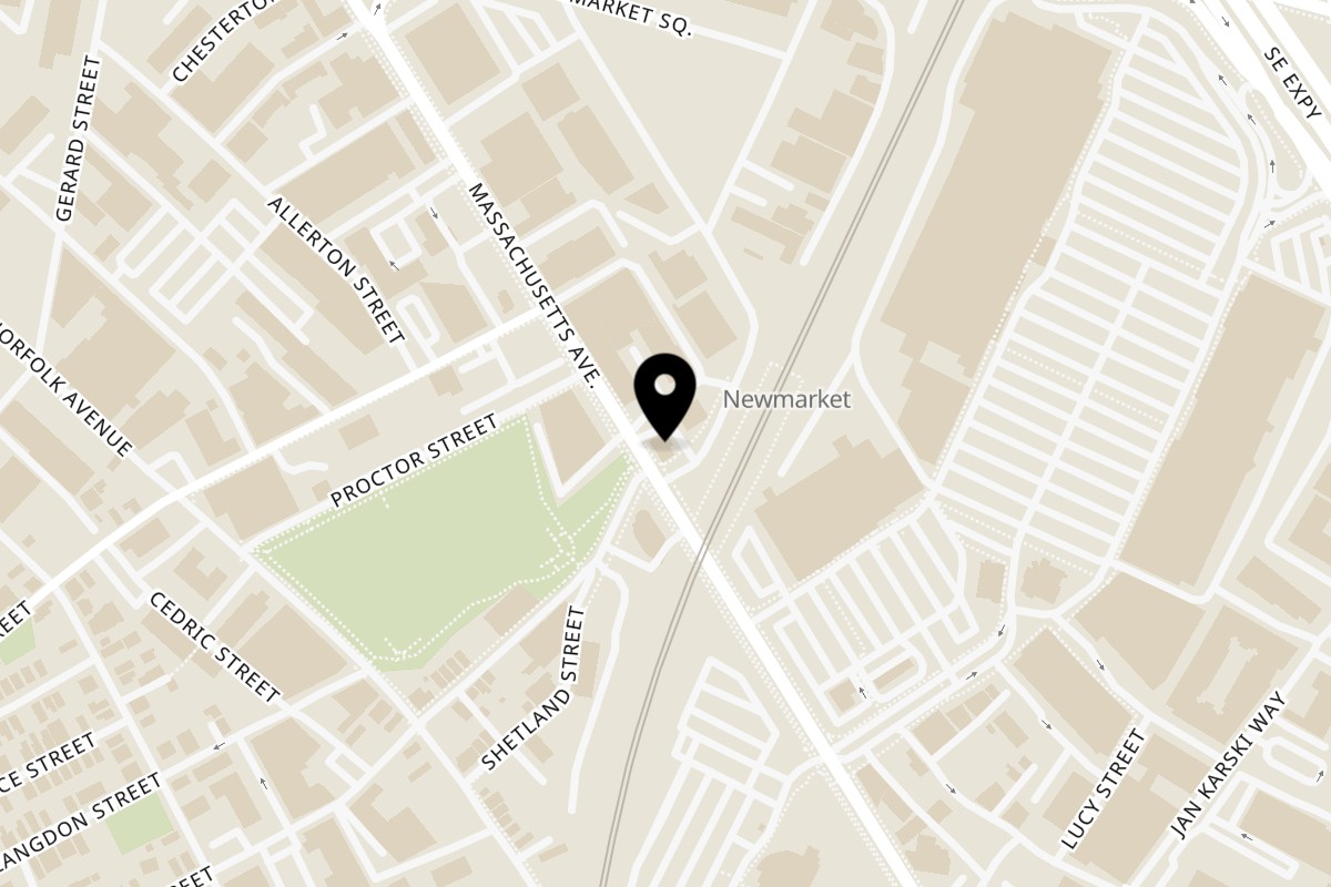 Map showing the location of Victoria's Diner on 1024 Massachusetts Ave in Boston